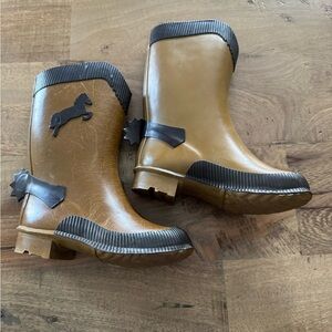 Vintage kids Brown Rubber Rain Boots western horse